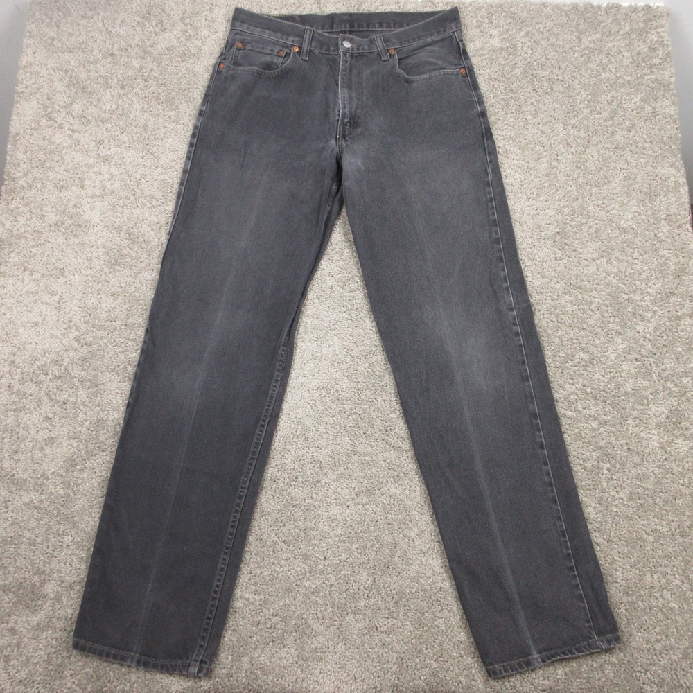 Levis Jeans‎ Mens 34x36 Black 550 Relaxed Tapered Faded Distressed Denim Pants